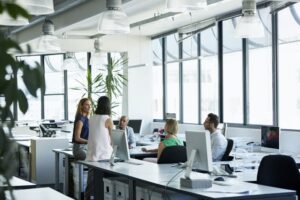 employees enjoying commercial heating system